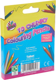 Set of 10 Tallon chunky 1/2 size colored pencils with sharpener, displayed together with vibrant colors and sharpened tips.