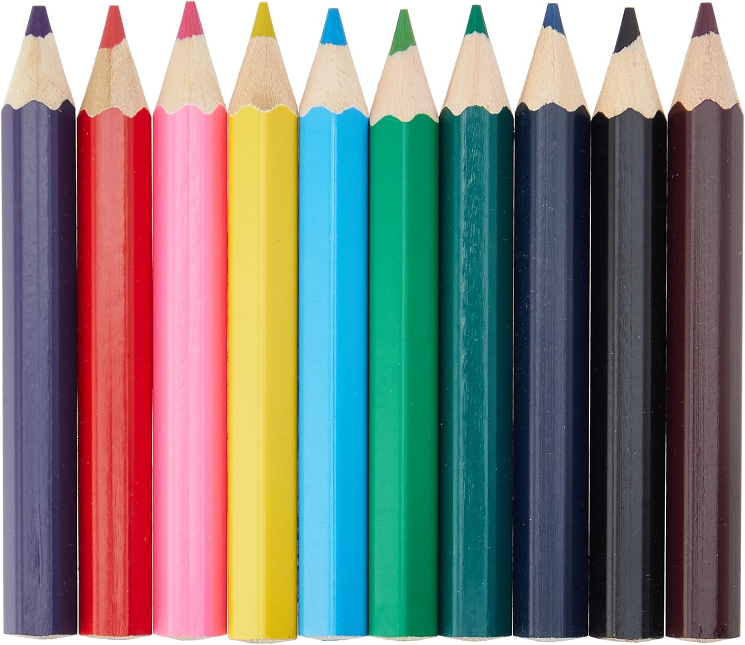 Set of 10 Tallon chunky 1/2 size colored pencils with sharpener, featuring vibrant colors and sturdy design for easy use.