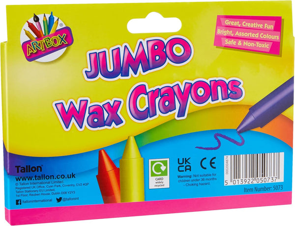 Set of 12 Tallon jumbo wax crayons in bright assorted colors, non-toxic and ideal for young children.