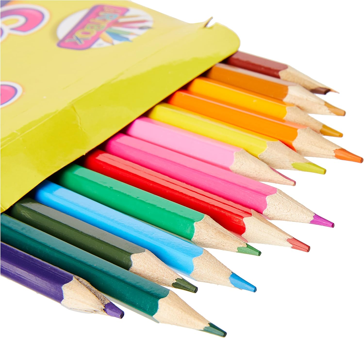 Set of 20 Tallon full-size color pencils arranged in a row with vibrant hues on a white background.