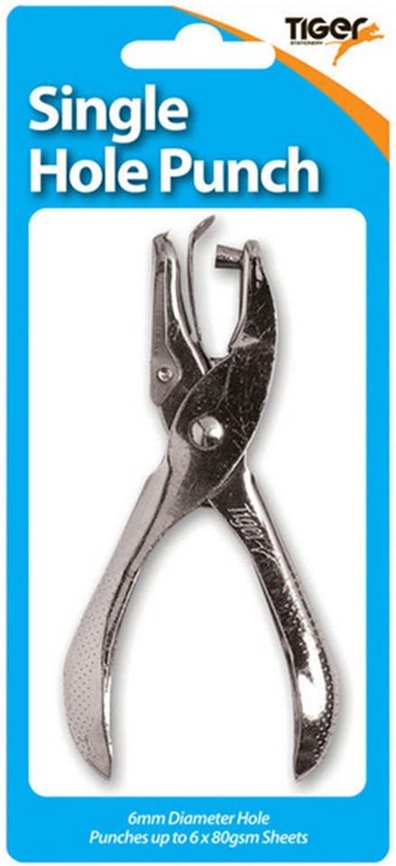 Tiger Metal One Hole Single Punch tool for precise metal hole punching, featuring a durable metal construction and ergonomic handle.