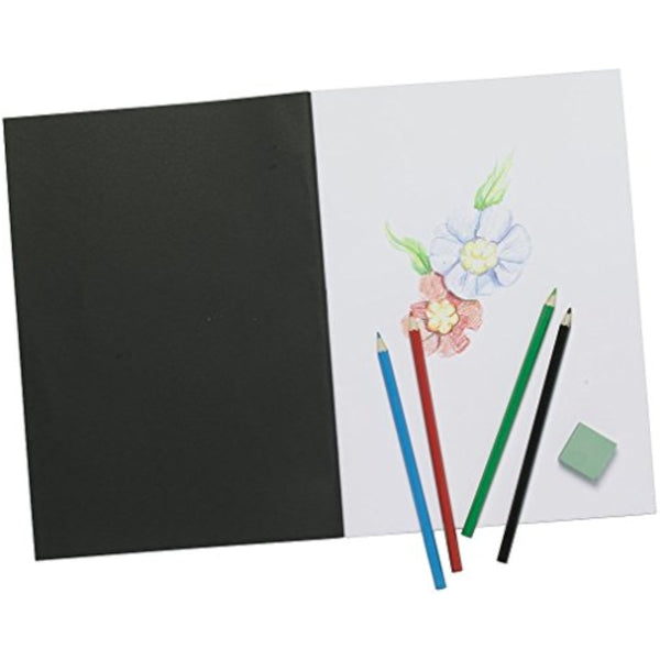 Black cover A4 artist sketchbook by Tiger with 40 acid-free pages, ideal for drawing and sketching in stationery collections.