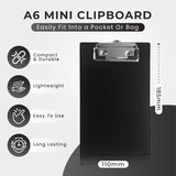 Tiger Compact A6 Mini Clipboard with durable PVC hardback and pocket for convenient stationery organization.