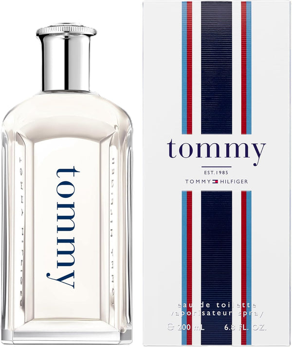 Tommy Hilfiger Tommy Eau de Toilette men's fragrance bottle, 200ml, with classic branding and sleek design visible in the image.