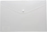 A4 50% Recycled Clear Transparent Press Stud Popper Wallet, Plastic Folders 310x238mm (Pack of 5)