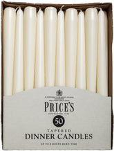 Tapered Dinner Candle Unwrapped 50pk Ivory