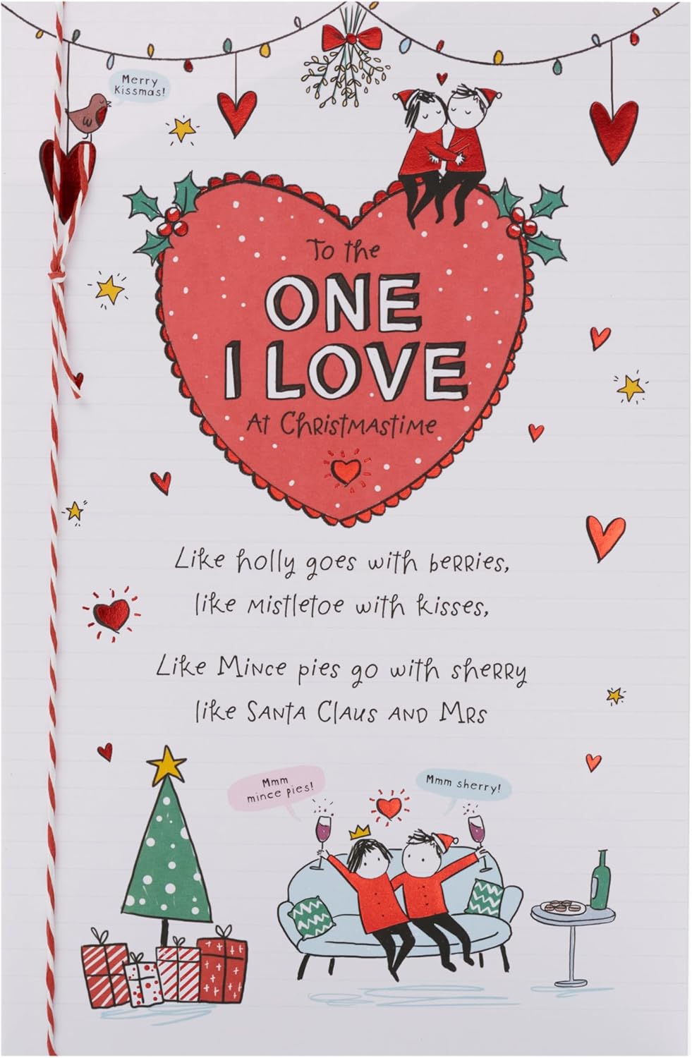 UK Greetings Christmas Card for the One I Love - Sketch Design