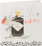 Neon Lustre 30th Birthday Gin Greetings Card