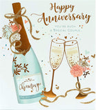 Champagne gold foil anniversary card for couples, featuring elegant design, from UK Greetings for special wedding celebrations.