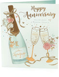 Champagne gold foil anniversary card with elegant design and message for special couples, from UK Greetings.