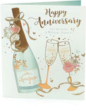 Champagne gold foil anniversary card with elegant design for couples, featuring romantic motifs for special wedding anniversary celebrations.
