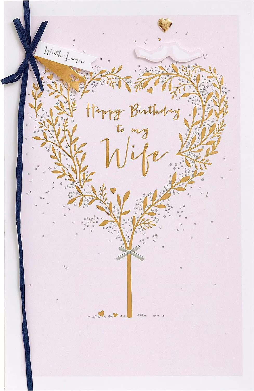 Heart Tree Wife birthday card from UK Greetings featuring a heartfelt design with a tree and love-themed imagery.