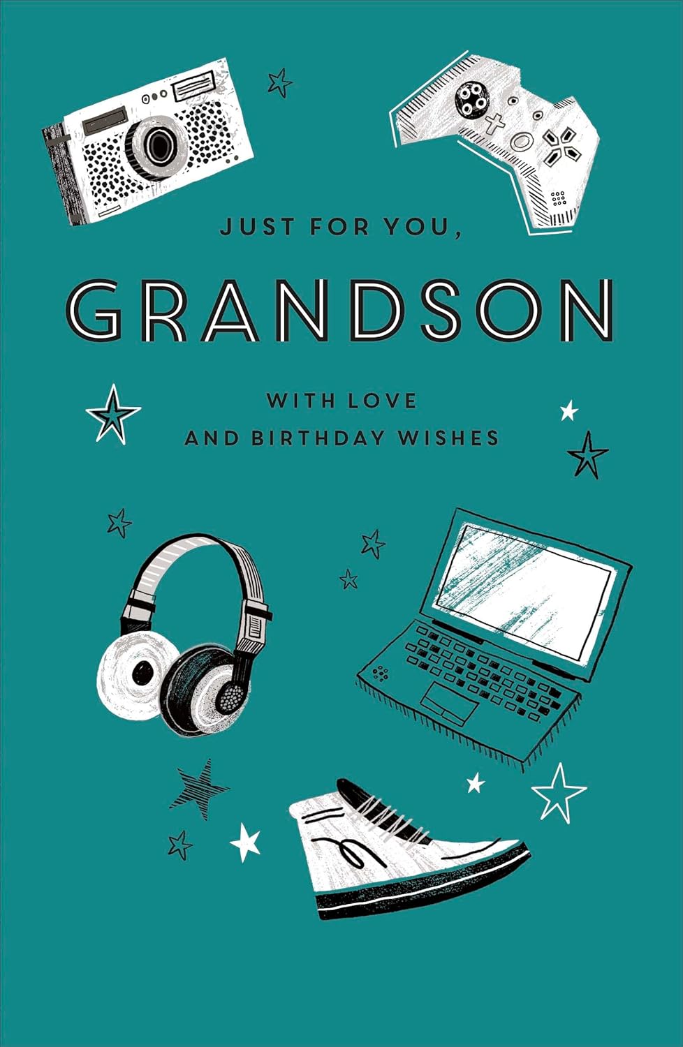 Stylish 50th birthday card for grandson from UK Greetings, featuring a cheerful design and heartfelt message inside.