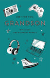 Stylish 50th birthday card for grandson from UK Greetings, featuring a cheerful design and heartfelt message inside.