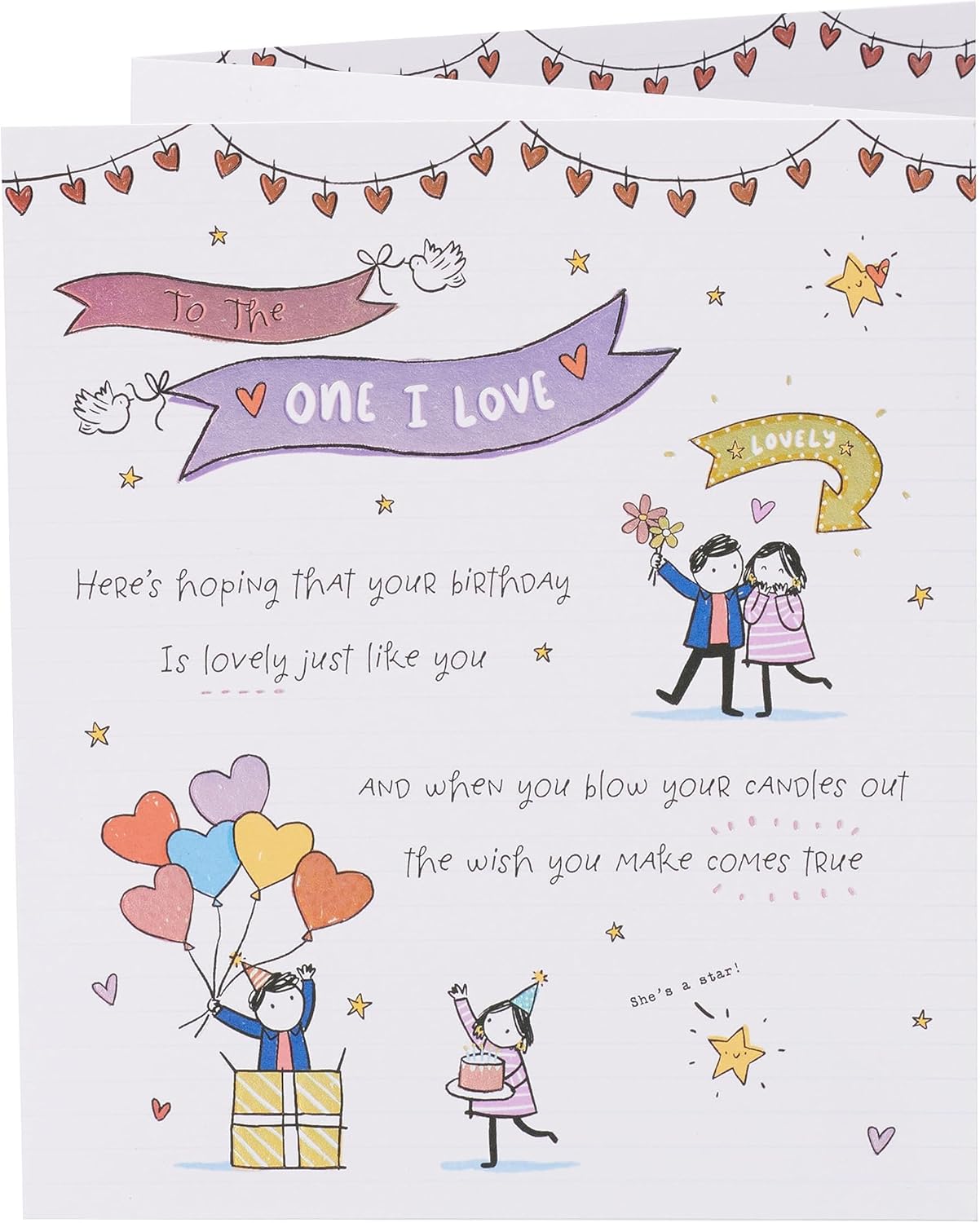 Romantic birthday card for her featuring heartfelt message, from UK Greetings, with floral and love-themed design.