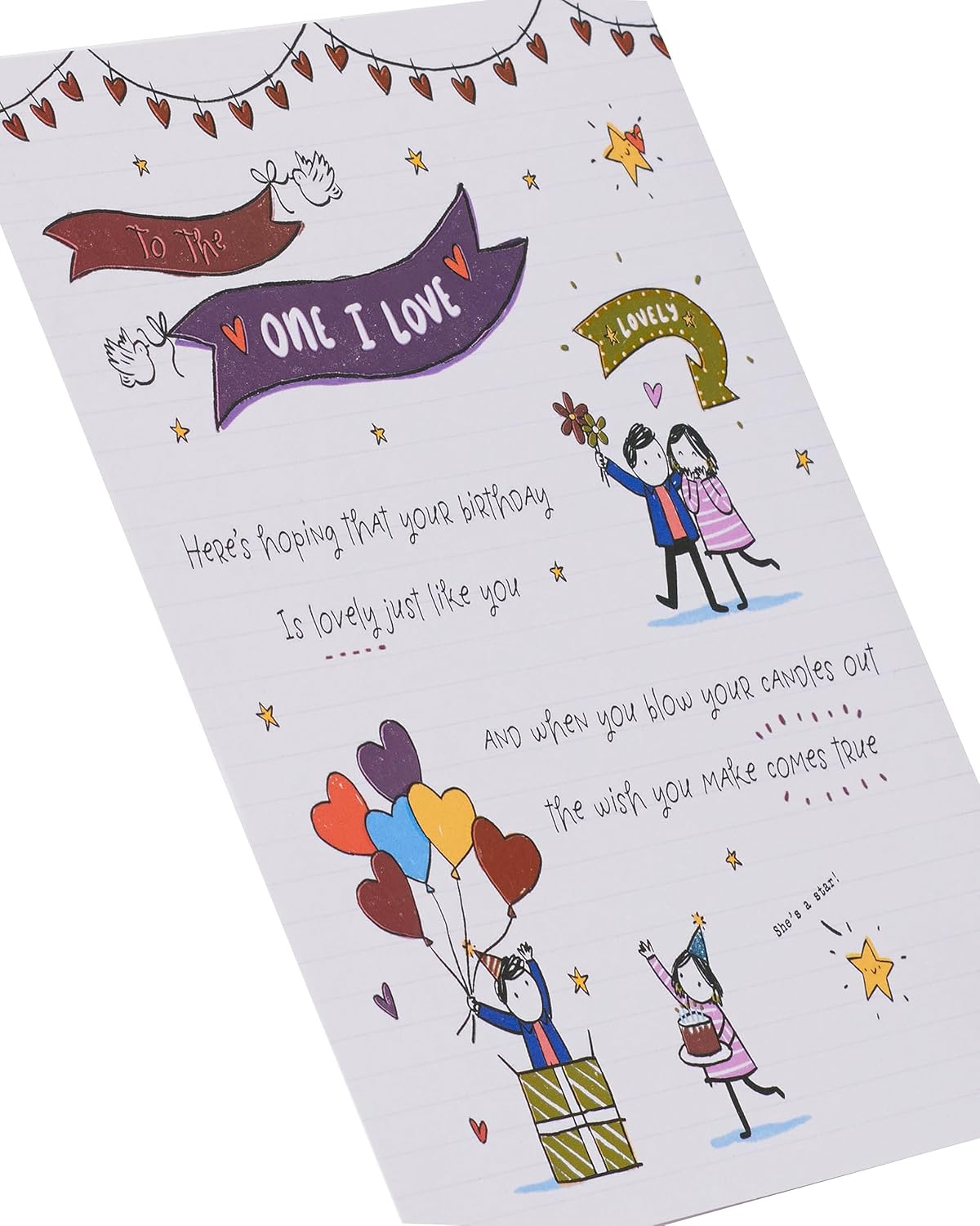 Romantic birthday card for her featuring heartfelt message, from UK Greetings, with floral and love-themed design.