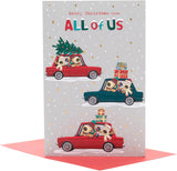Boofle Christmas card featuring a festive design with Merry Christmas From All of Us message, UK Greetings brand.