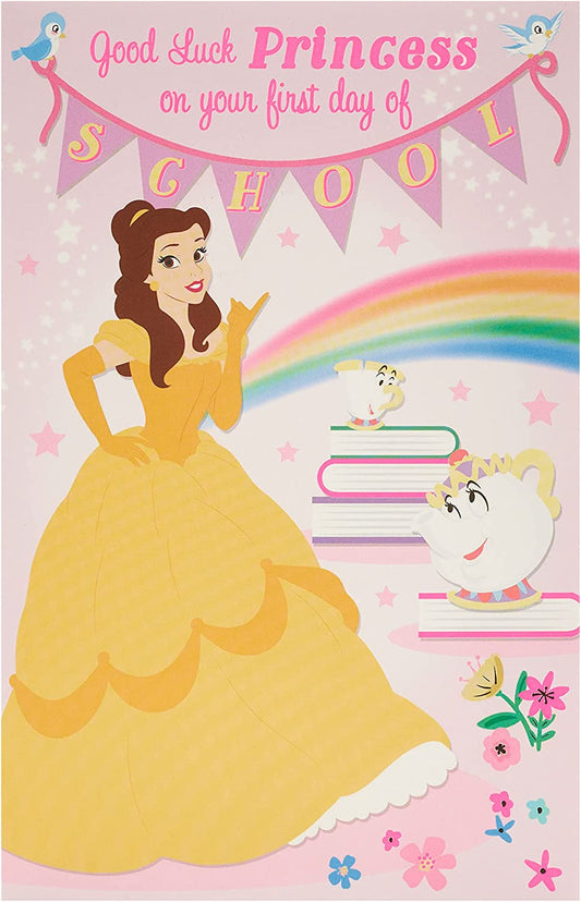 Disney Cinderella First Day Of School Good Luck Card by UK Greetings featuring Cinderella illustration and colorful design