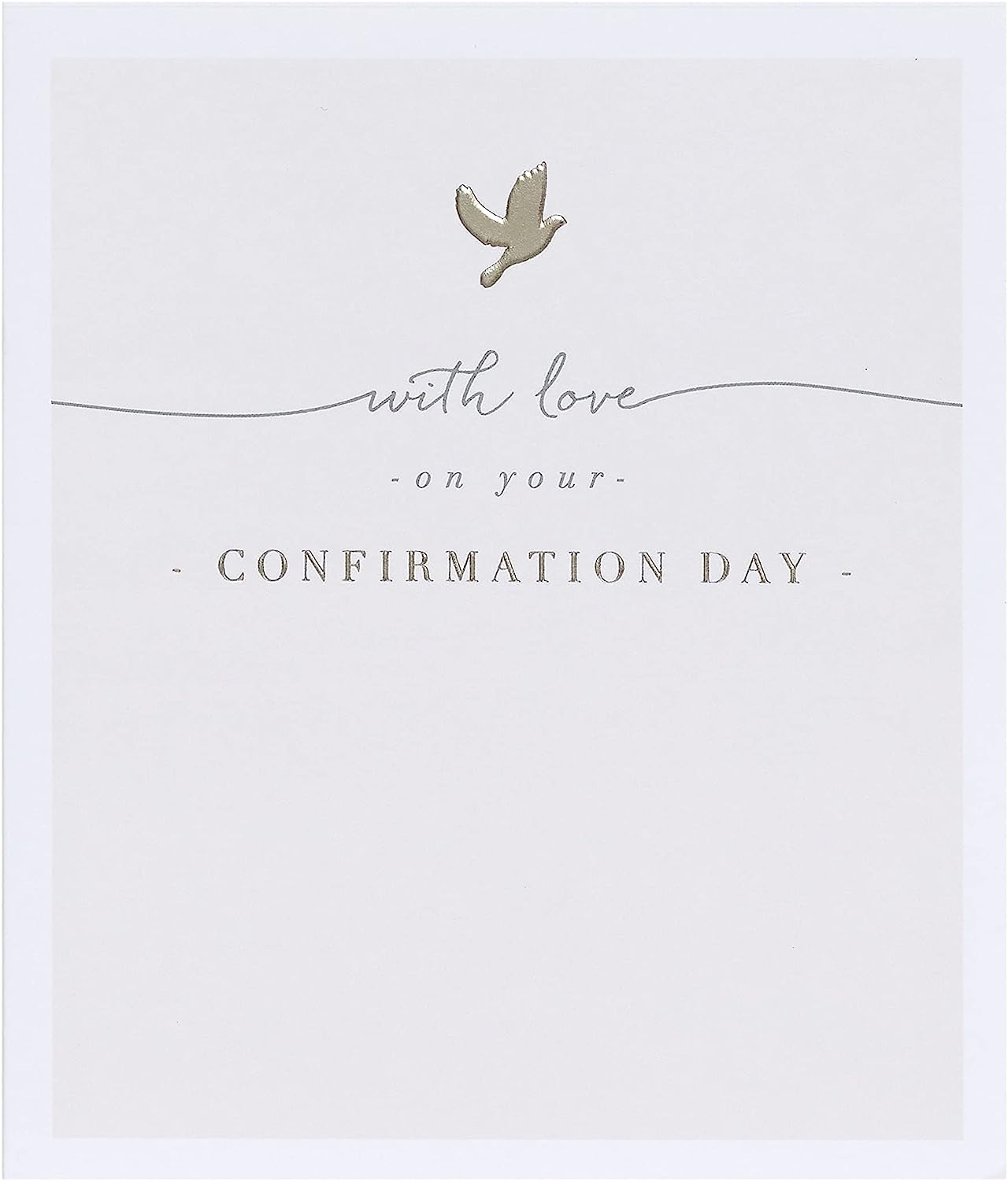 Elegant beige dove confirmation card for boys and girls, featuring a delicate dove design, from UK Greetings.