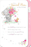 Elliot and Buttons Special Nan birthday card by UK Greetings featuring colorful illustrations and heartfelt message.