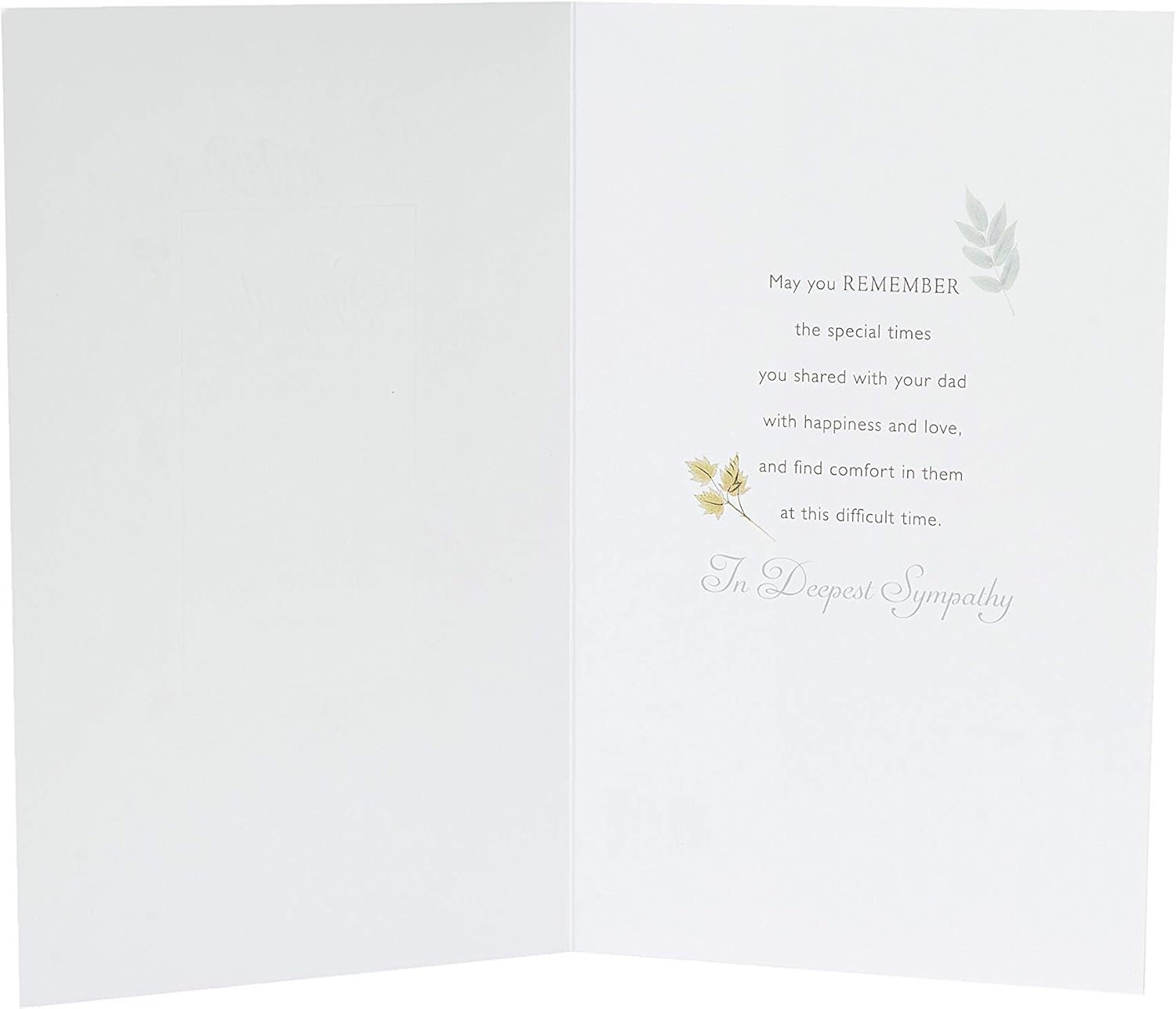 UK Greetings sympathy card titled "Loss Of Dad" featuring heartfelt design, suitable for expressing condolences.