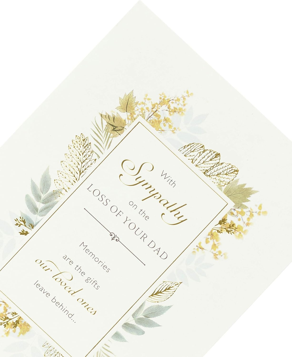 UK Greetings sympathy card titled "Loss of Dad" with heartfelt message, designed for expressing condolences.