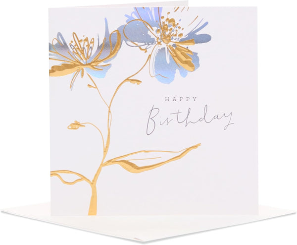 Luxury foil flower Camden greeting card by UK Greetings featuring vibrant floral design and elegant foil accents.