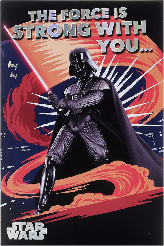 Star Wars Darth Vader birthday card for him or boy, featuring Darth Vader illustration on a themed greeting card.