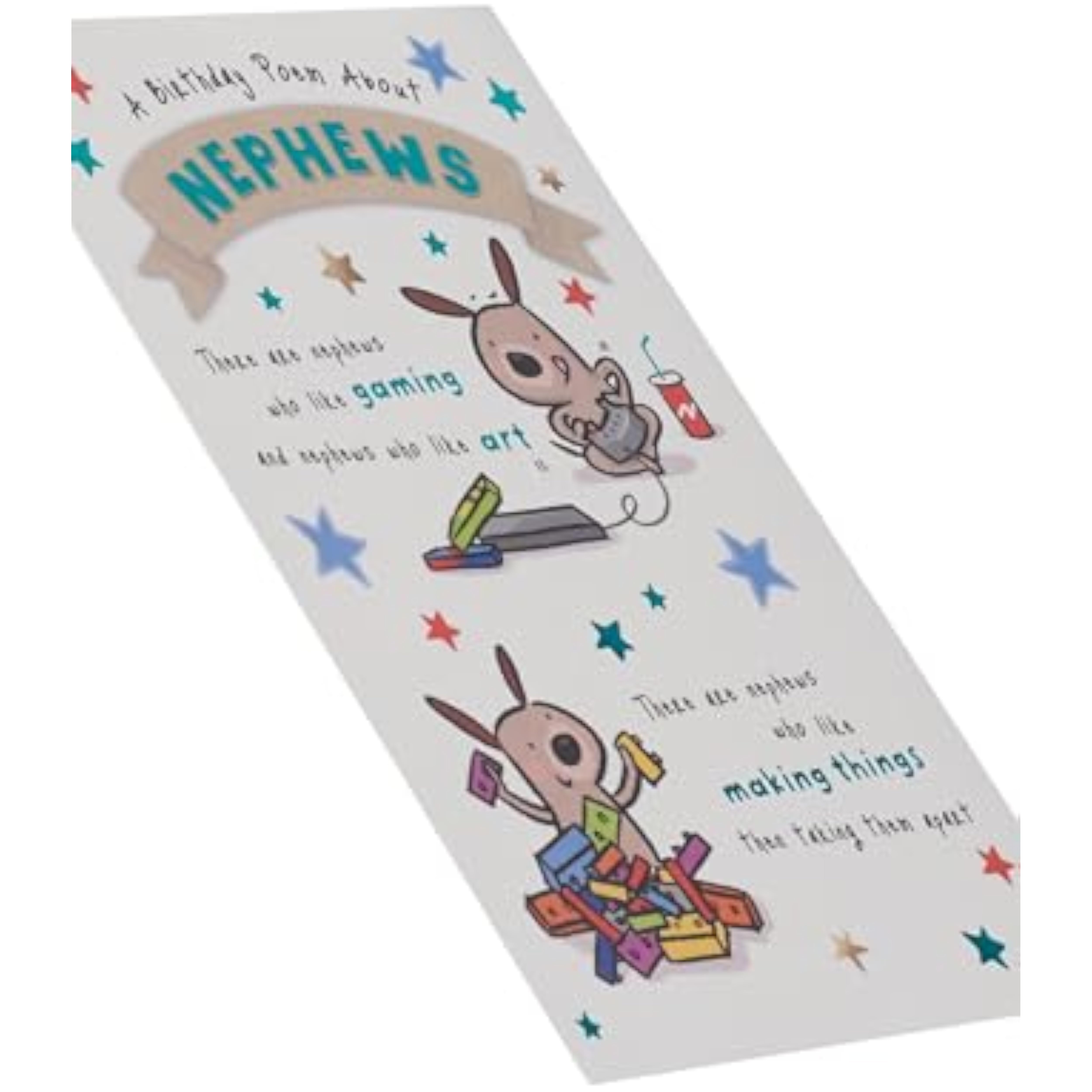 Sweet Poem Design Nephew Birthday Card by UK Greetings featuring colorful floral artwork and heartfelt message inside.