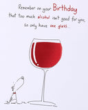 UK Greetings birthday card for her with a humorous wine design, perfect for friends celebrating special occasions.