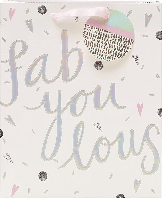 Confetti Cocktail Fab-you-lous medium gift bag from UK Greetings with colorful confetti design on paper.