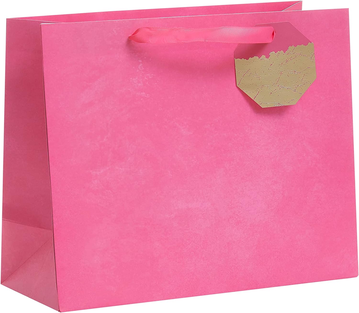 Large bright pink gift bag with floral design, perfect for all occasions, by UK Greetings, suitable for gift packaging.