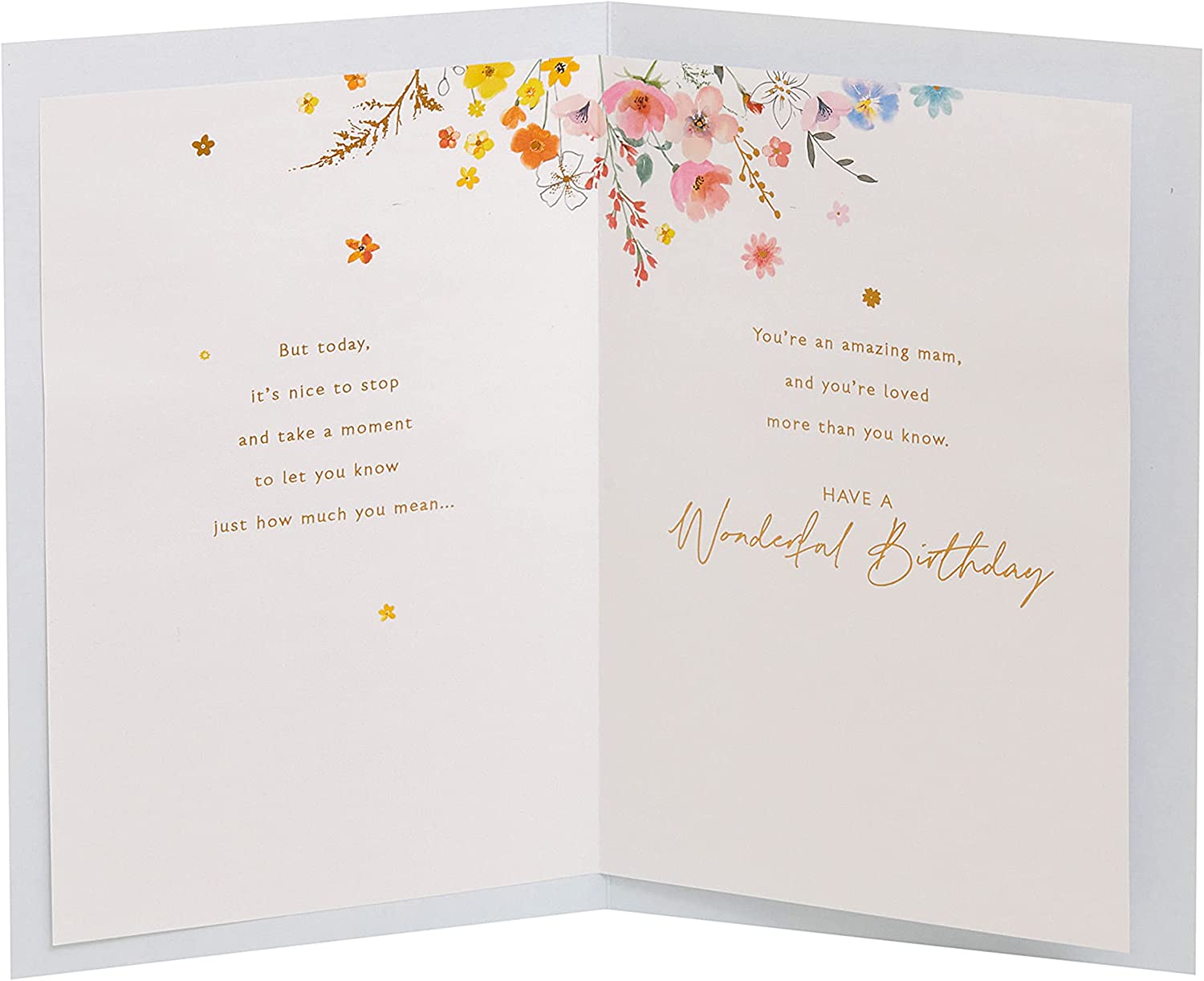 Watercolour floral birthday greeting card with cute heart design for moms, by UK Greetings.