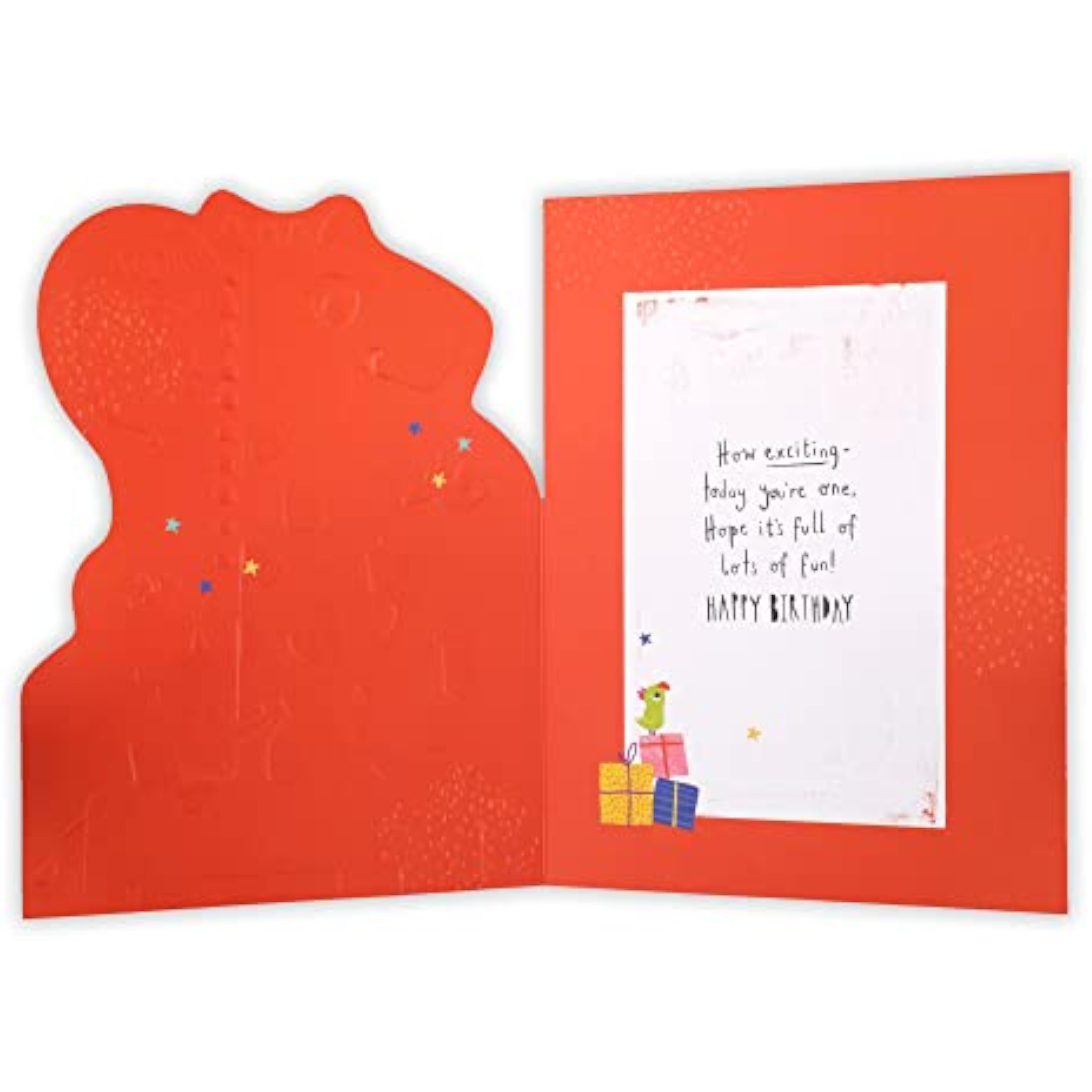 Colorful 1st birthday greeting card from UK Greetings featuring cheerful designs and playful illustrations.