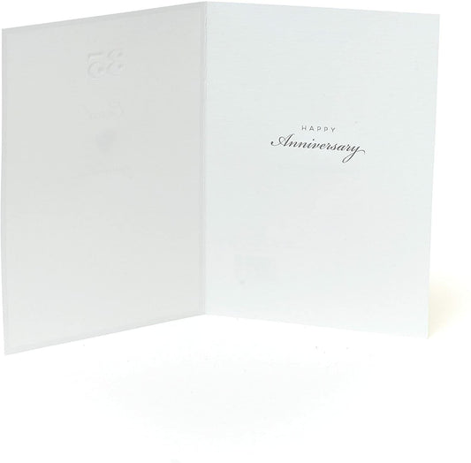 UK Greetings 35th wedding anniversary card with a coral heart design and heartfelt message on the front.