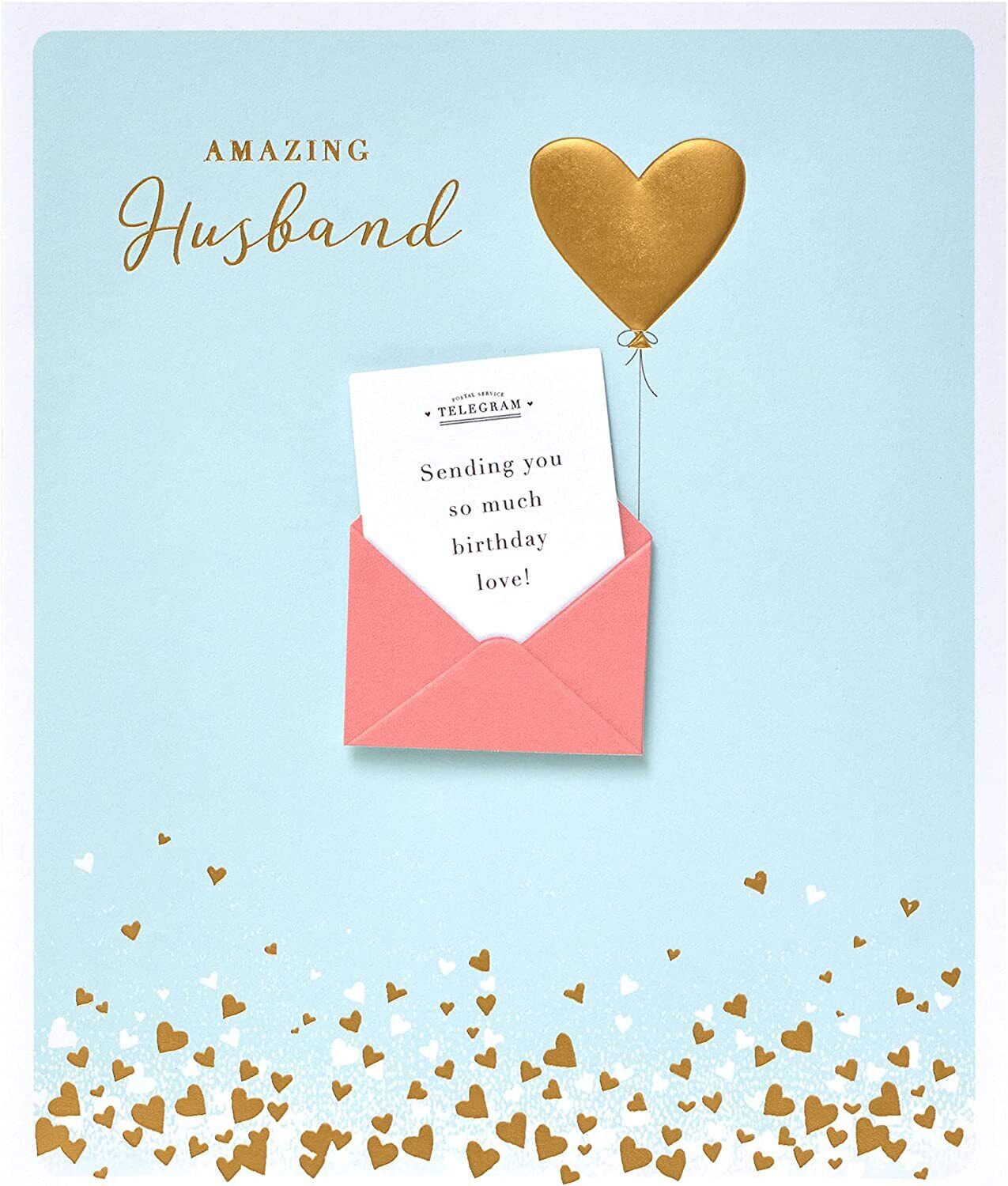 3D effect husband birthday greeting card from UK Greetings featuring a colorful design and heartfelt message.