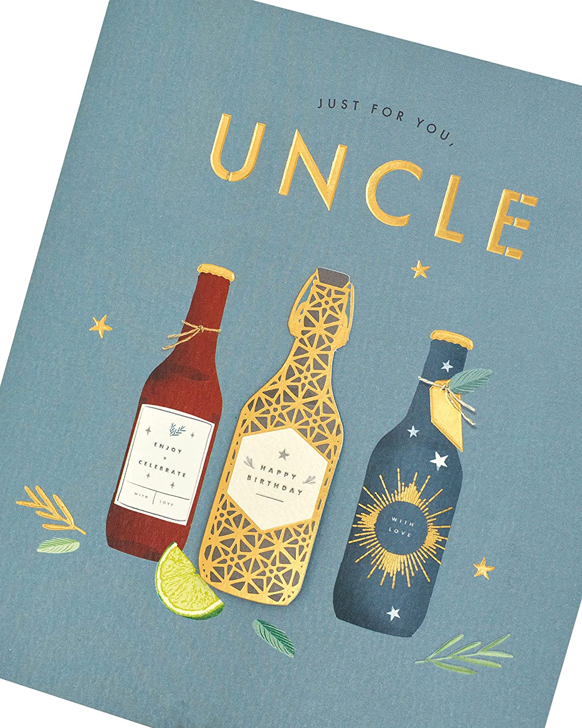 3D gold beer Uncle birthday greeting card with festive design, ideal for celebrating special occasions with humor and style.