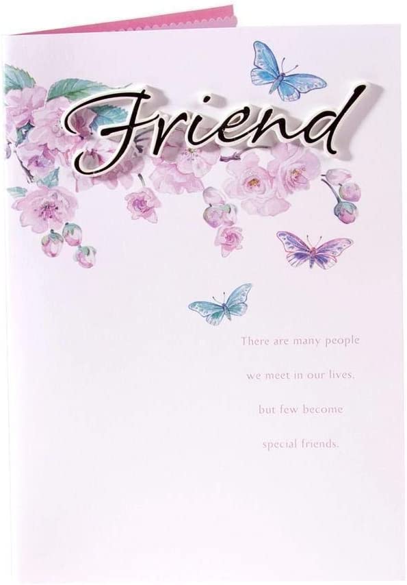 3D handmade butterfly design greeting card for happy birthday, featuring colorful butterflies and heartfelt message for friends.
