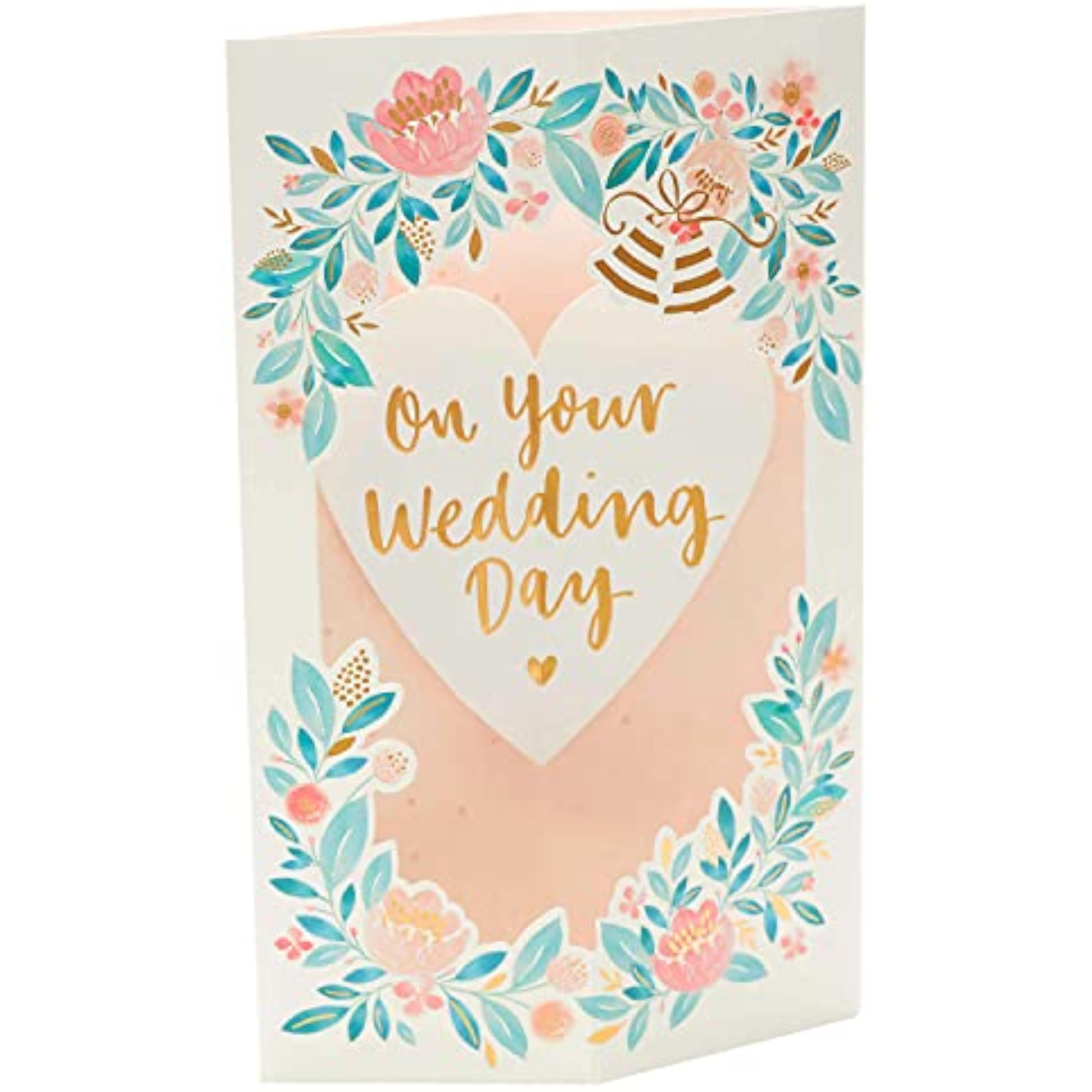 3D pop-up floral wedding heart greeting card with intricate floral design, perfect for celebrating love and special occasions.