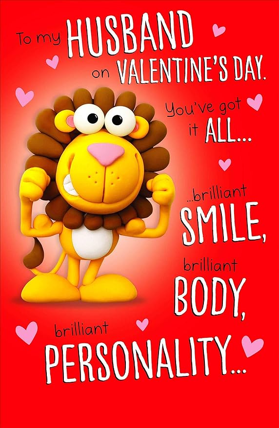 3D lion pop-up Valentine greeting card from UK Greetings showing a detailed, colorful lion design with heartfelt message inside