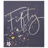 Colorful 50th birthday greeting card from UK Greetings with festive design and cheerful message for celebrating milestone birthdays.