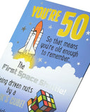 Humorous 50th birthday greeting card by UK Greetings featuring cheeky design and playful message for celebrating milestone birthdays.