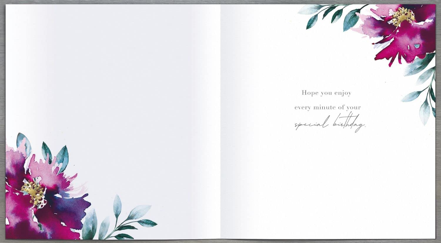 Pastel floral 70th birthday greeting card by UK Greetings featuring colorful floral illustrations and celebratory design.