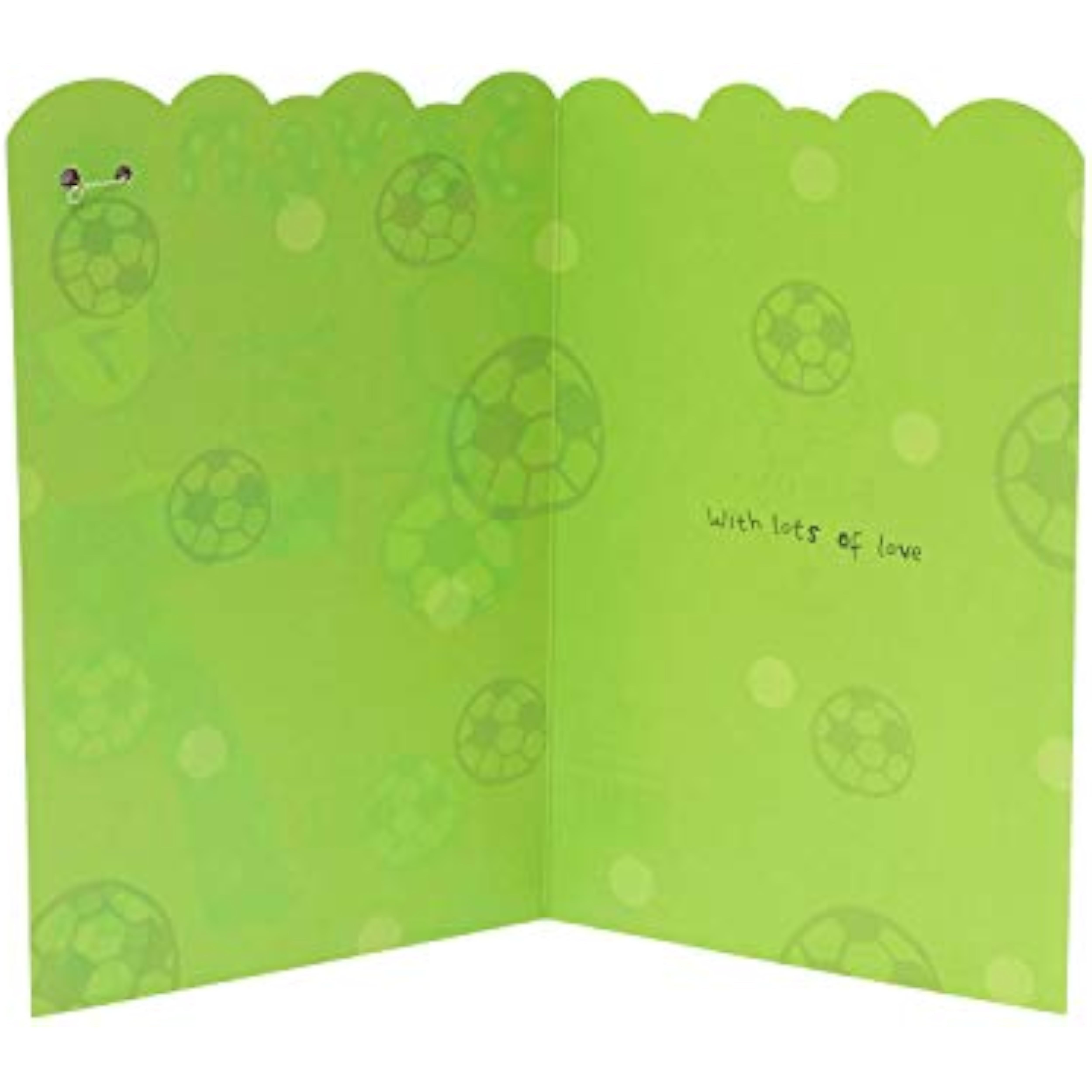 7th birthday football greeting card with badge from UK Greetings, featuring colorful football design and celebratory message.