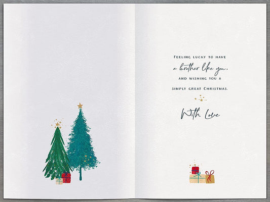 Traditional foiled Christmas greeting card by UK Greetings featuring festive holiday design and elegant silver accents.