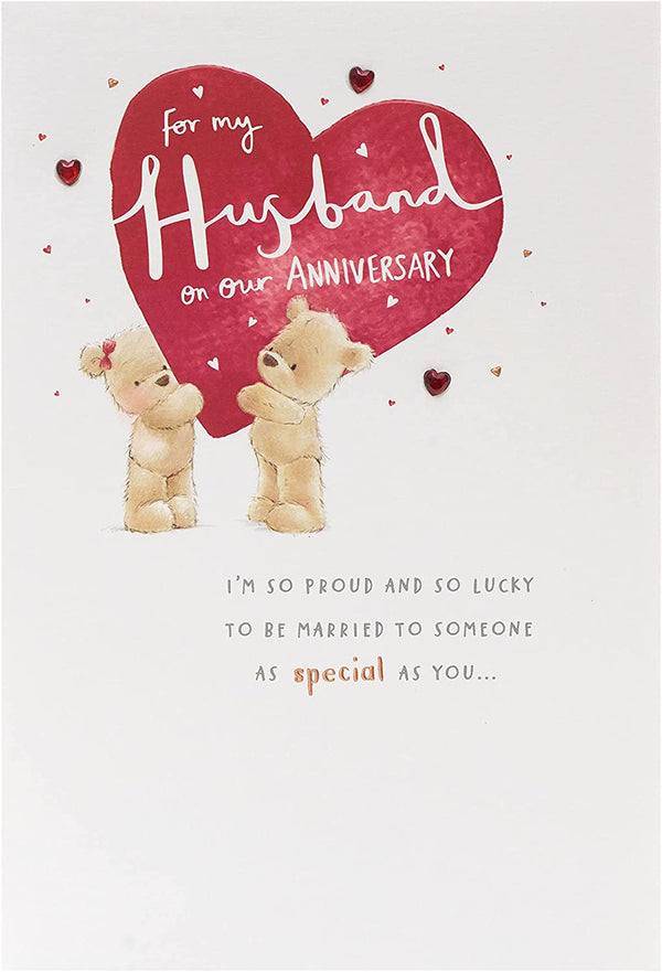 Cute bears husband anniversary greeting card from UK Greetings featuring an adorable design for celebrating love.