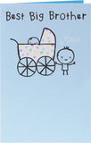 UK Greetings Adventurous Beginnings New Big Brother congratulations greeting card with colorful design and cheerful message.