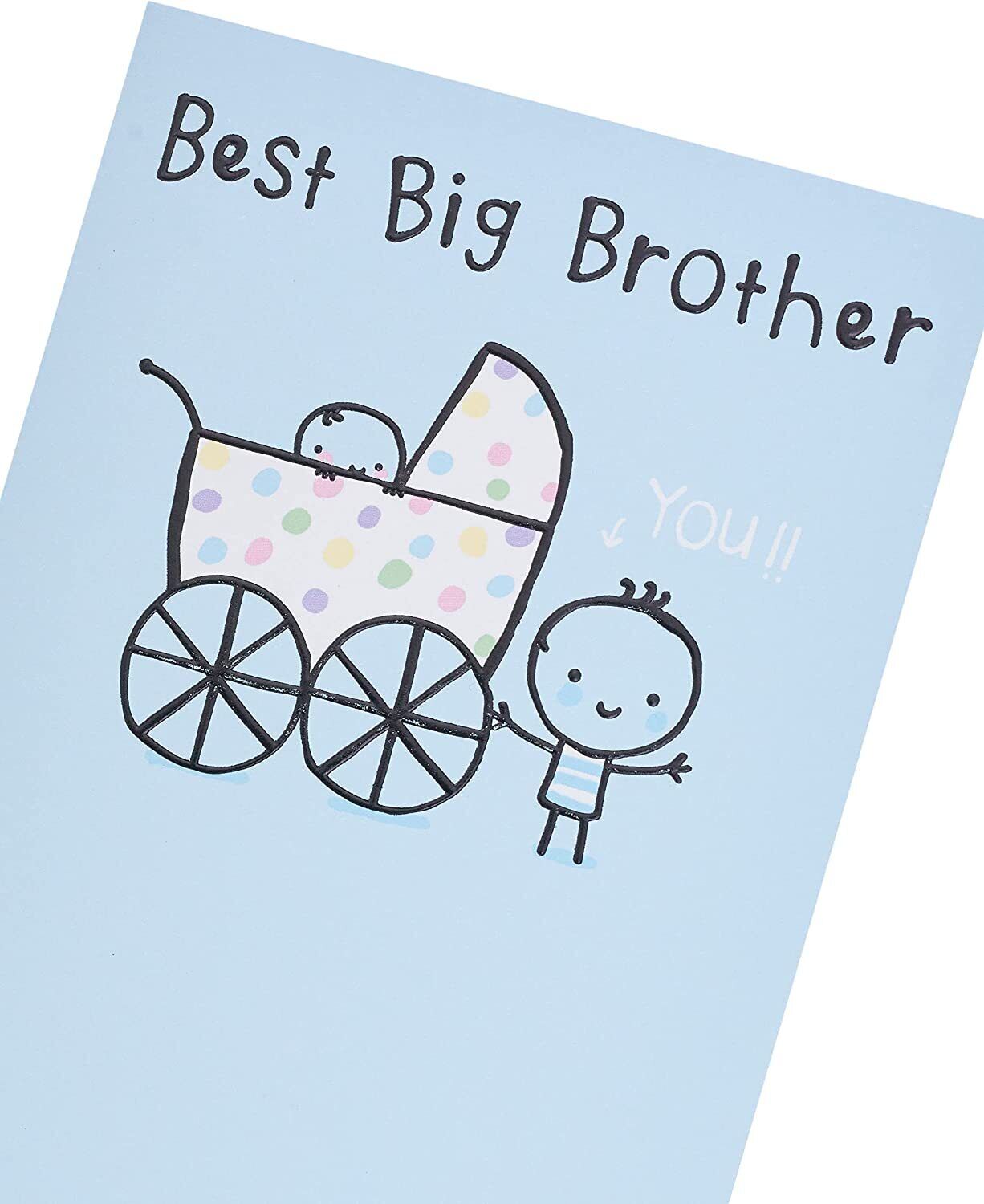 Adventurous Beginnings Big Brother congratulations greeting card by UK Greetings, featuring colorful, playful design for new sibling celebration.