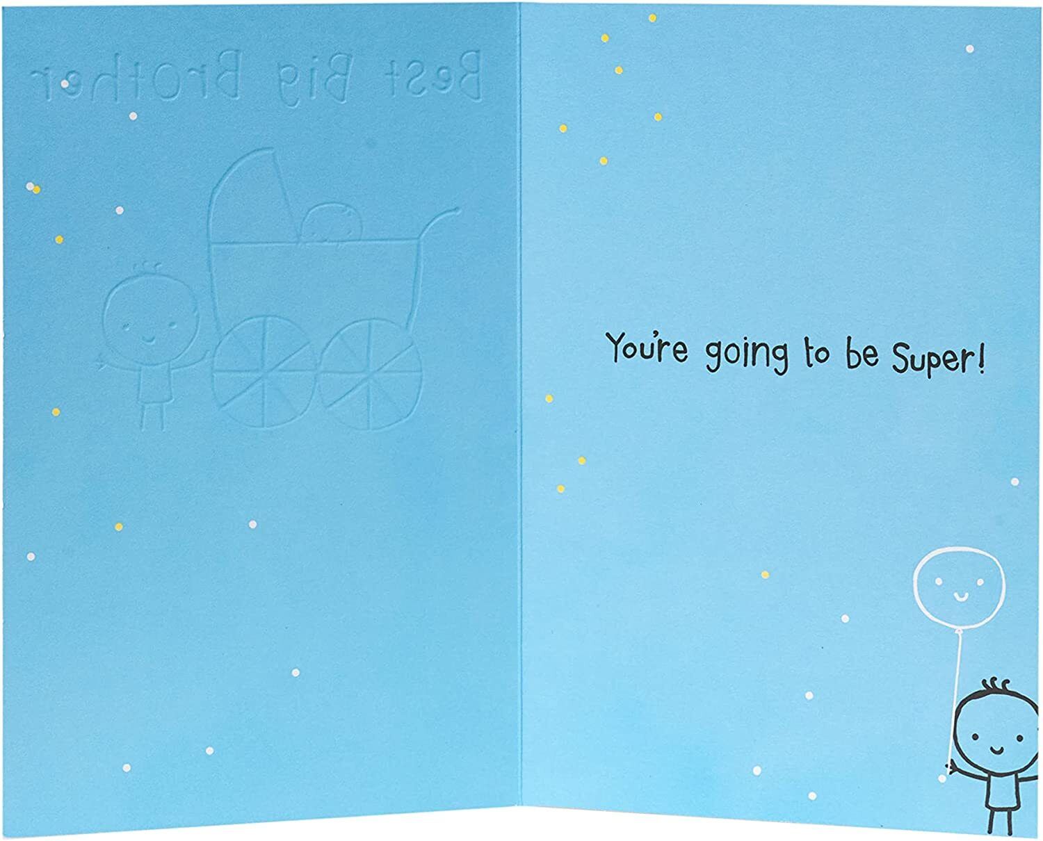 Adventurous Beginnings new big brother congratulation greeting card by UK Greetings featuring colorful, playful design for celebrating a new sibling.