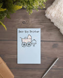 Adventurous Beginnings new big brother congratulation greeting card by UK Greetings, featuring colorful illustrations and cheerful message.